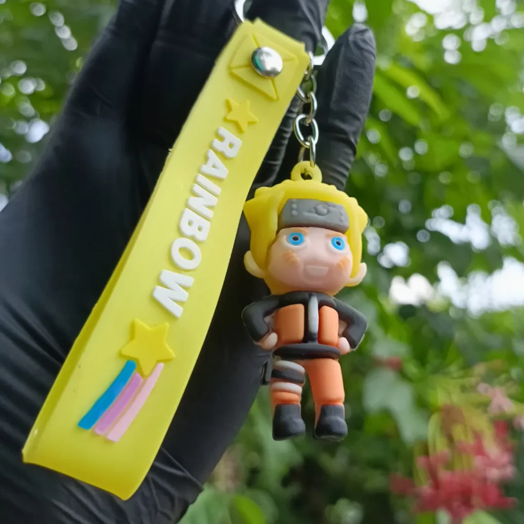 Naruto 3D Rubber Keychain featuring a colorful design of the popular anime character