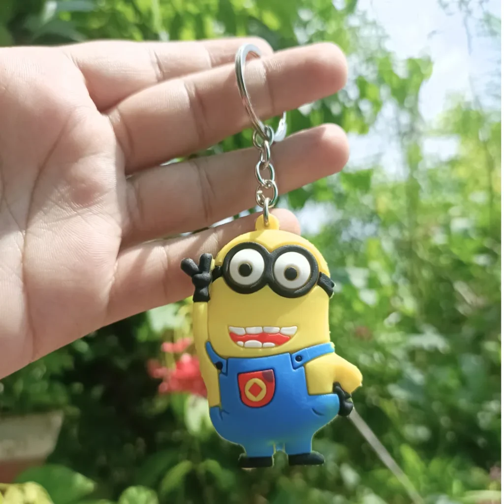 Minion Rubber Keychain Double-sided featuring cheerful designs of the beloved characters || keychain under 100