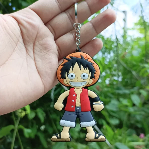 Monkey D. Luffy Double-Sided Silicone Keychain showcasing a colorful design