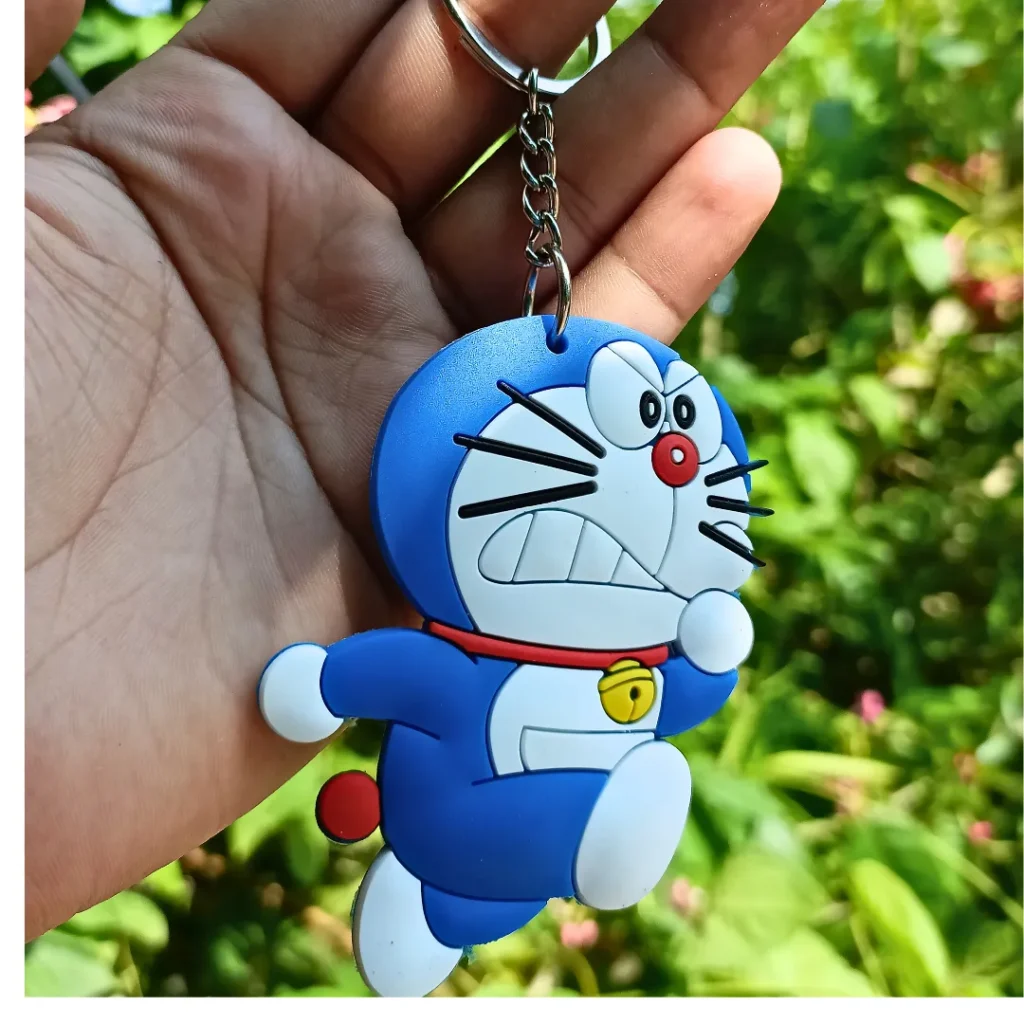 Doraemon 2D Silicone Double-Sided Keychain featuring vibrant designs on both sides