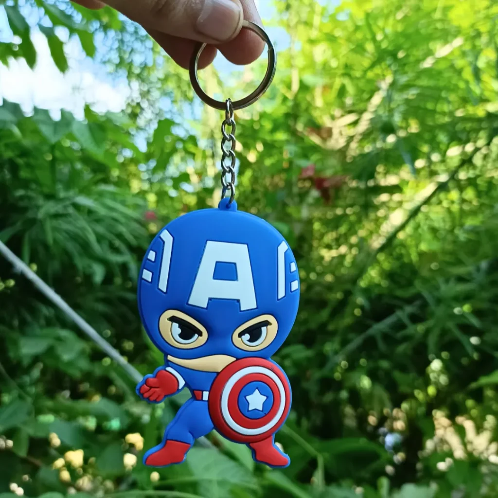 Captain America Silicone Double-Sided Keychain featuring designs on both sides