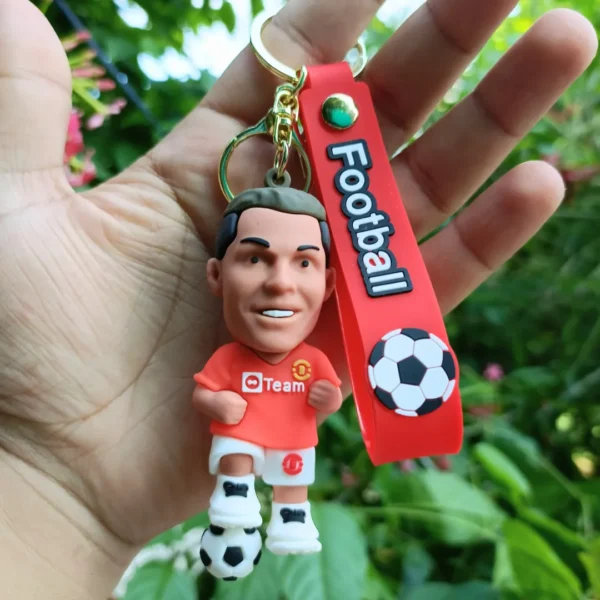 Ronaldo Football Player Silicone Keychain featuring a detailed design of the famous player