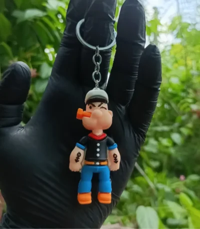 Popeye Silicone Keychain featuring a fun design of the classic cartoon character