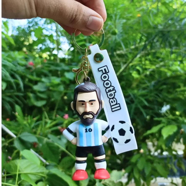 Messi 3D Rubber Keychain featuring a colorful design of the famous football player