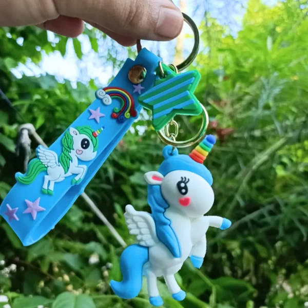 Blue 3D Unicorn Keychain featuring a cute 3D design of a unicorn