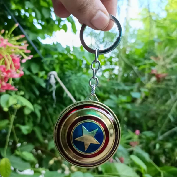 Captain America Rotating Spinner Keychain featuring a spinning design