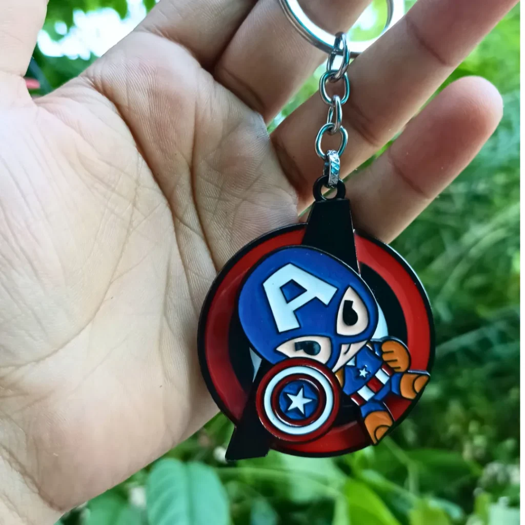 Captain America Spinner Keychain featuring a rotating design