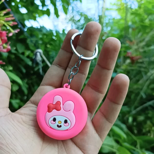 Kuromi Mirror Keychain featuring a cute design and compact mirror.