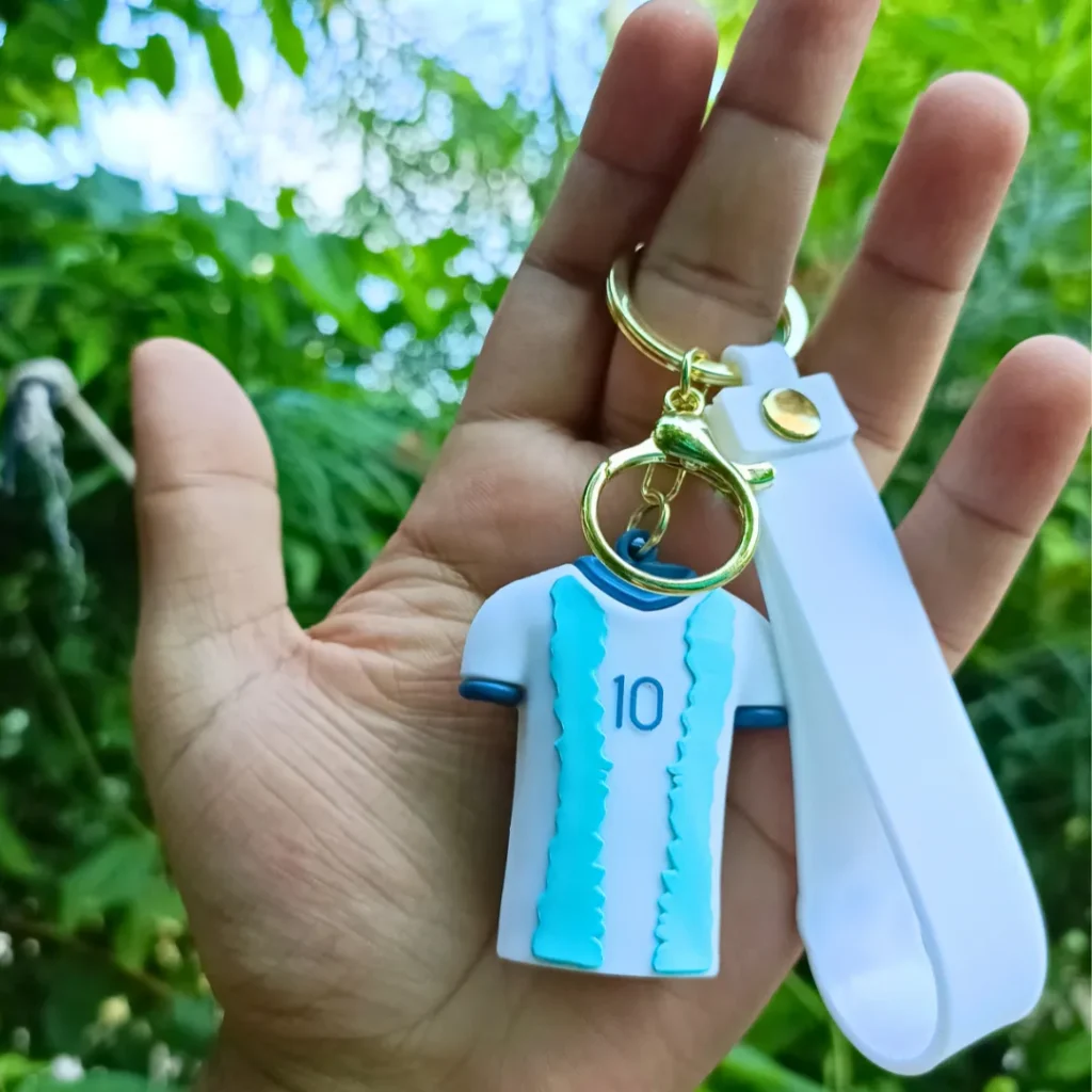 White Football Jersey Keychain featuring a detailed jersey design