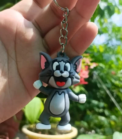 Tom Rubber 3D Keychain featuring a playful design of the classic cartoon character