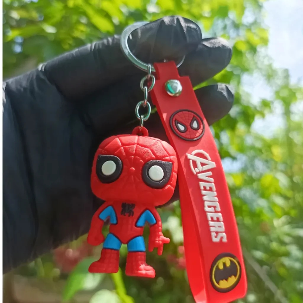 Spider-Man Rubber Marvel Keychain featuring a colorful design of the iconic superhero